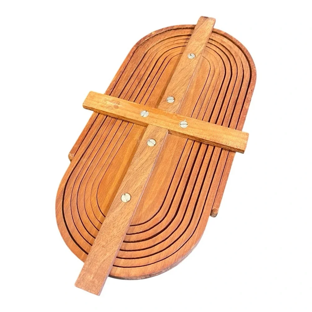 Collapsing Wooden Oval Puzzle Trivet Basket Storage Cecocr Kitchen Dining‎ 12